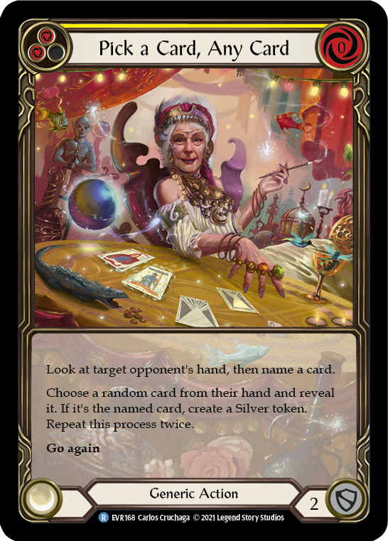 Pick a Card, Any Card (Yellow) [EVR168] (Everfest)  1st Edition Extended Art Rainbow Foil | Webway Games