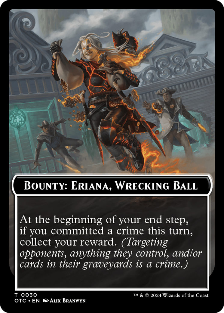 Bounty: Eriana, Wrecking Ball // Bounty Rules Double-Sided Token [Outlaws of Thunder Junction Commander Tokens] | Webway Games