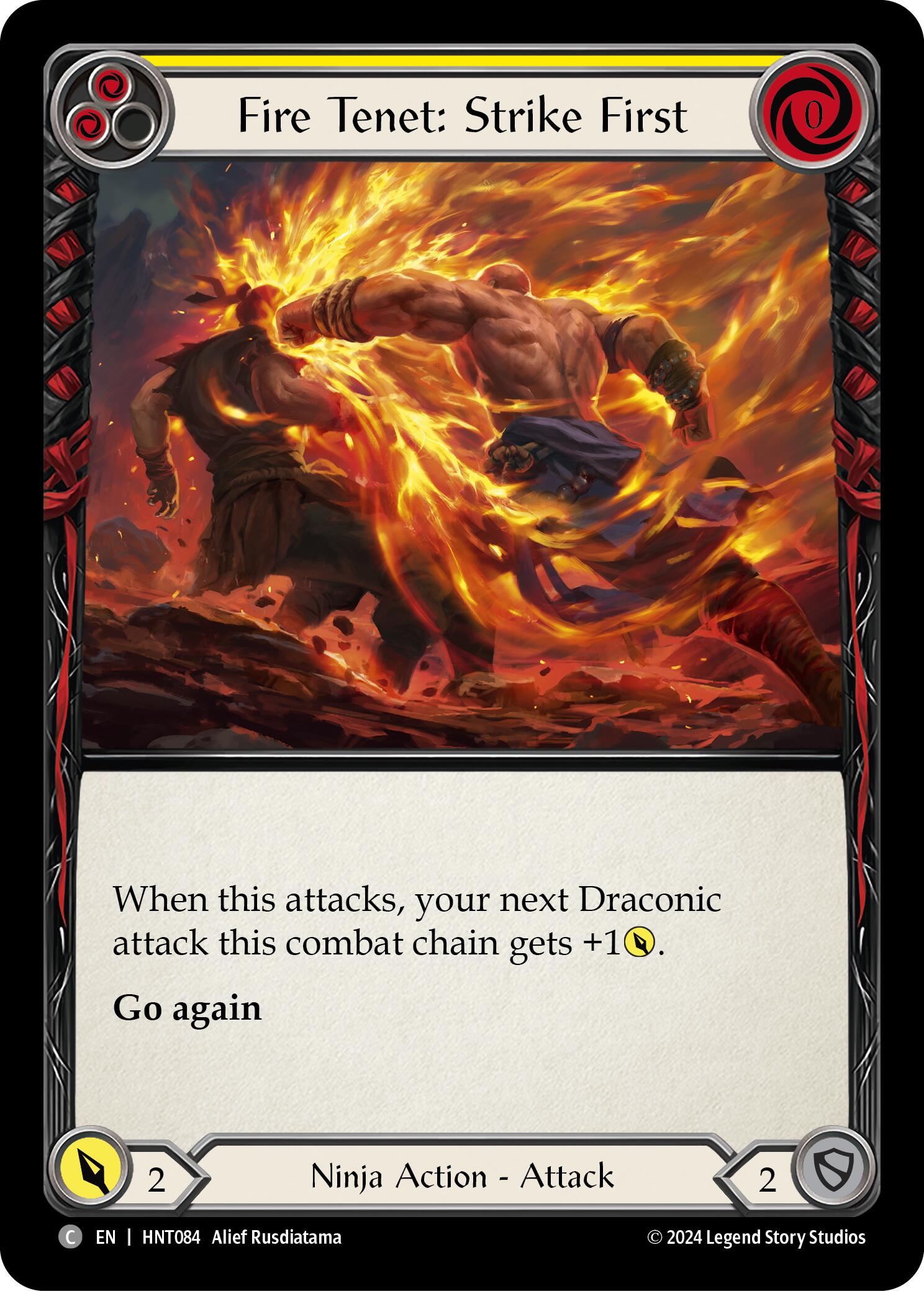 Fire Tenet: Strike First (Yellow) [HNT084] (The Hunted)  Rainbow Foil | Webway Games