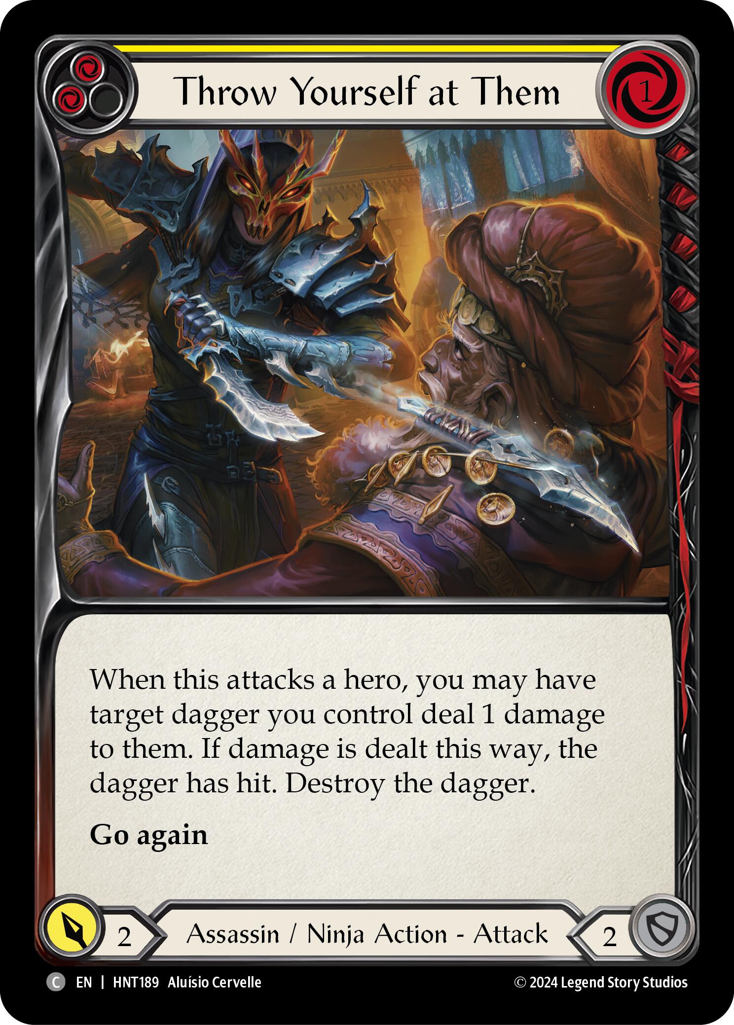 Throw Yourself at Them (Yellow) [HNT189] (The Hunted)  Rainbow Foil | Webway Games