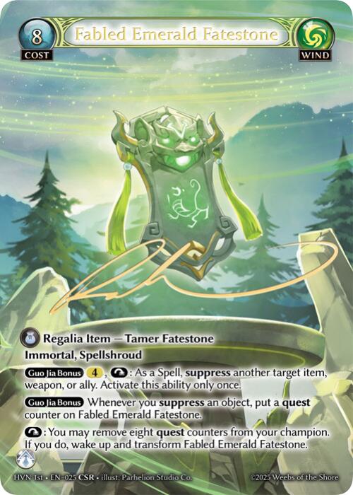 Fabled Emerald Fatestone // Byakko, White Tiger (CSR) (025) [Abyssal Heaven] | Webway Games