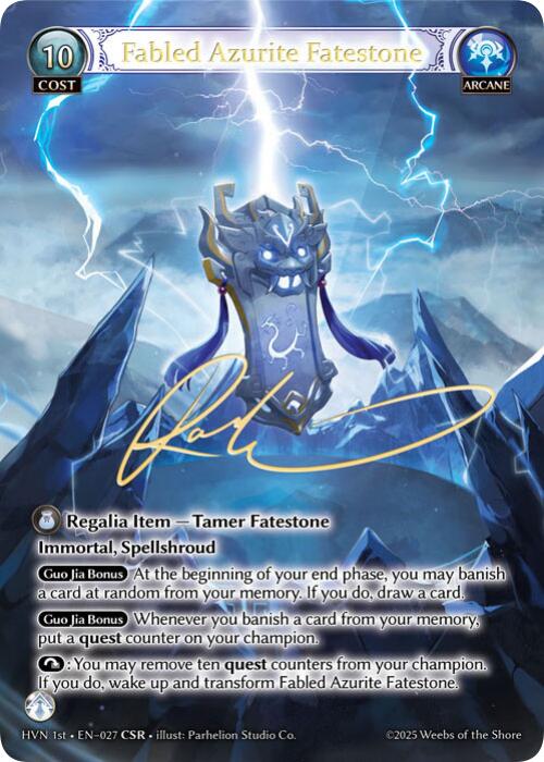 Fabled Azurite Fatestone // Seiryuu, Azure Dragon (CSR) (027) [Abyssal Heaven] | Webway Games