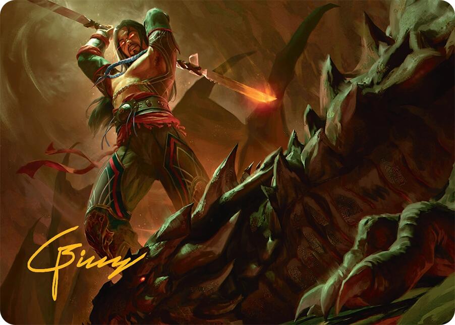 Sarkhan's Resolve Art Card (18/54) (Gold-Stamped Signature) [Tarkir: Dragonstorm Art Series] | Webway Games