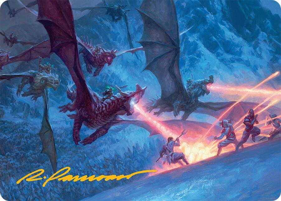Dragonback Assault Art Card (22/54) (Gold-Stamped Signature) [Tarkir: Dragonstorm Art Series] | Webway Games