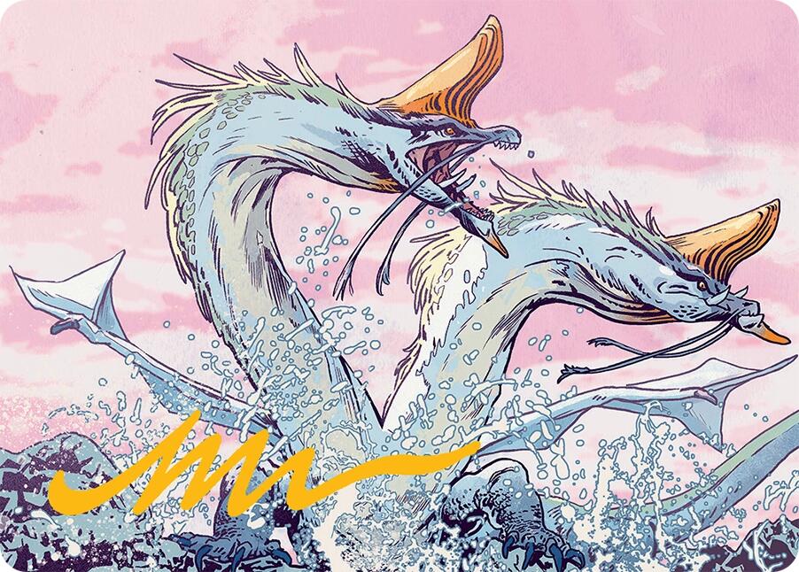 Twinmaw Stormbrood Art Card (39/54) (Gold-Stamped Signature) [Tarkir: Dragonstorm Art Series] | Webway Games
