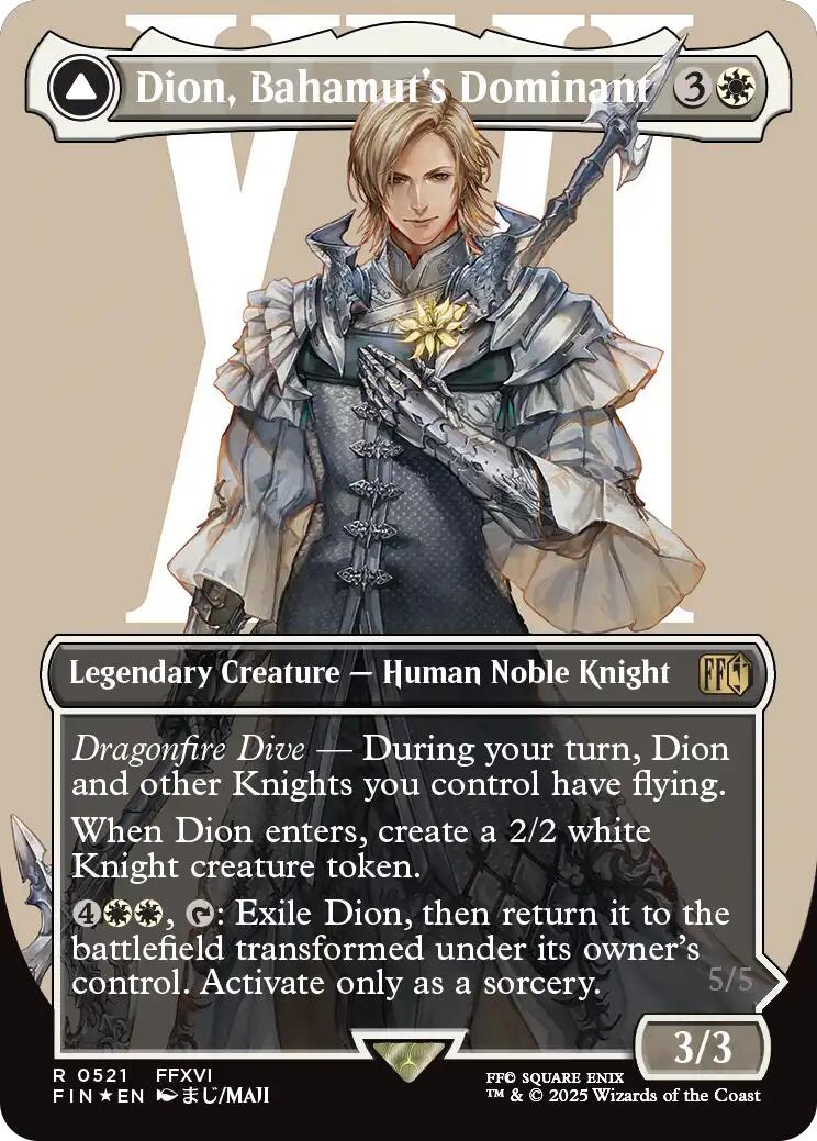 Dion, Bahamut's Dominant // Bahamut, Warden of Light (Borderless) (Surge Foil) [FINAL FANTASY] | Webway Games