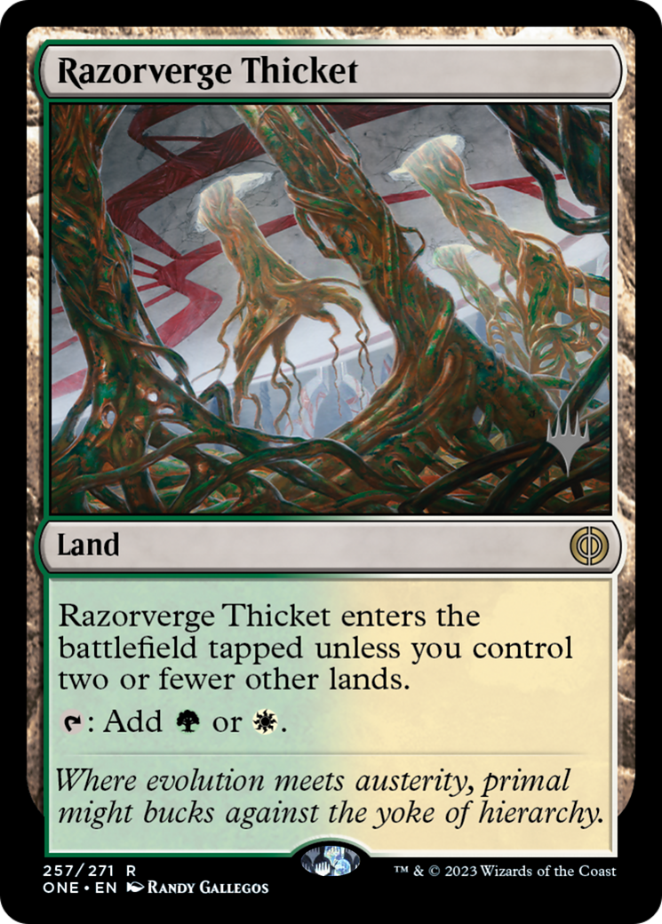 Razorverge Thicket (Promo Pack) [Phyrexia: All Will Be One Promos] | Webway Games