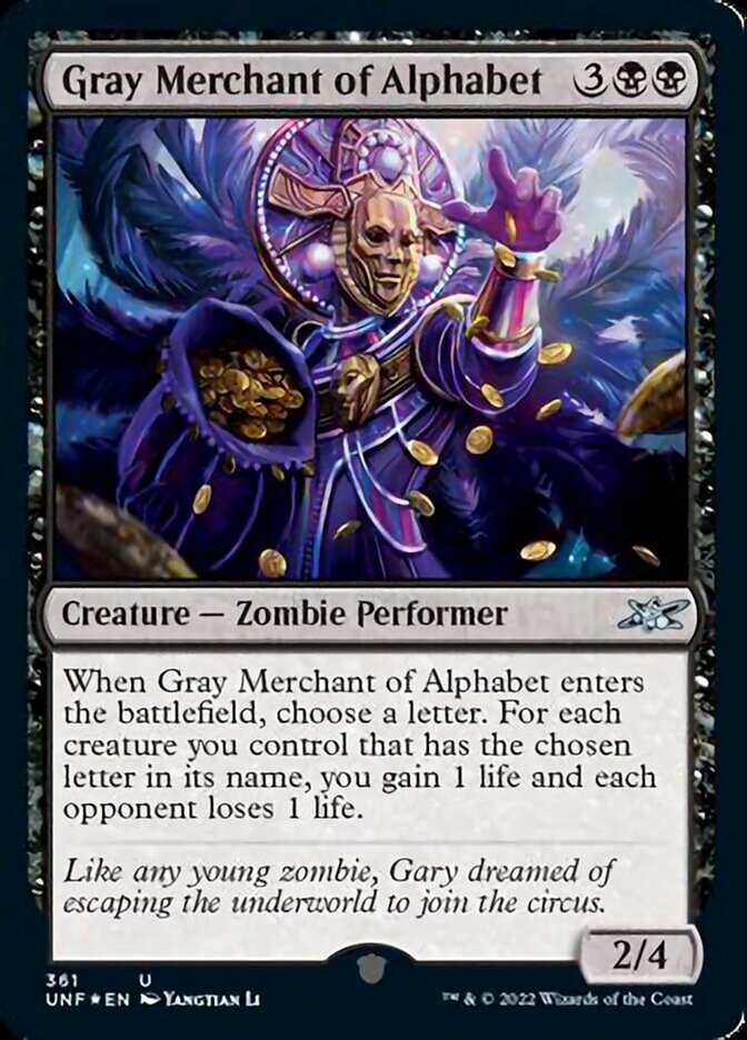 Gray Merchant of Alphabet (Galaxy Foil) [Unfinity] | Webway Games