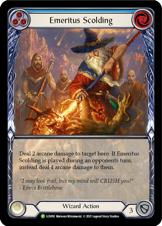Emeritus Scolding (Blue Extended Art) [LGS092] (Promo)  Rainbow Foil | Webway Games