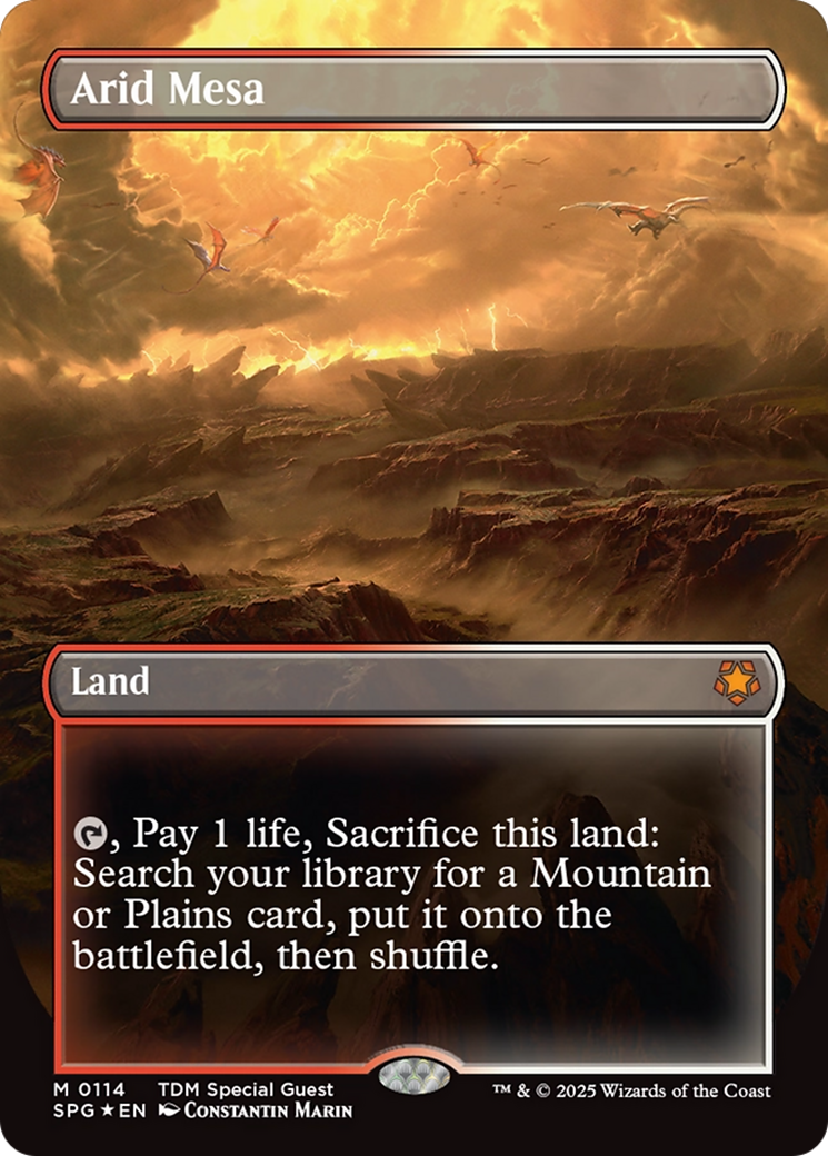 Arid Mesa (Borderless) (Dragonscale Foil) [Tarkir: Dragonstorm Special Guests] | Webway Games