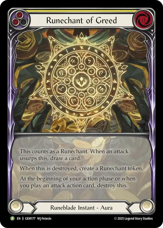 Runechant of Greed (Yellow) [GEM177-RF] (GEM Pack 5)  Rainbow Foil | Webway Games
