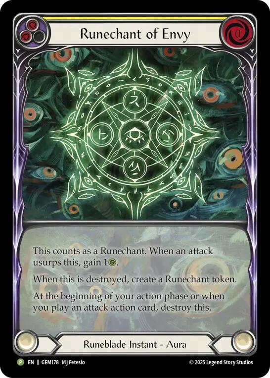 Runechant of Envy (Yellow) [GEM178-RF] (GEM Pack 5)  Rainbow Foil | Webway Games