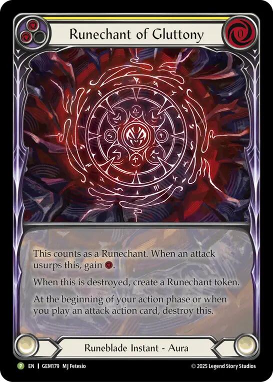 Runechant of Gluttony (Yellow) [GEM179-RF] (GEM Pack 5)  Rainbow Foil | Webway Games
