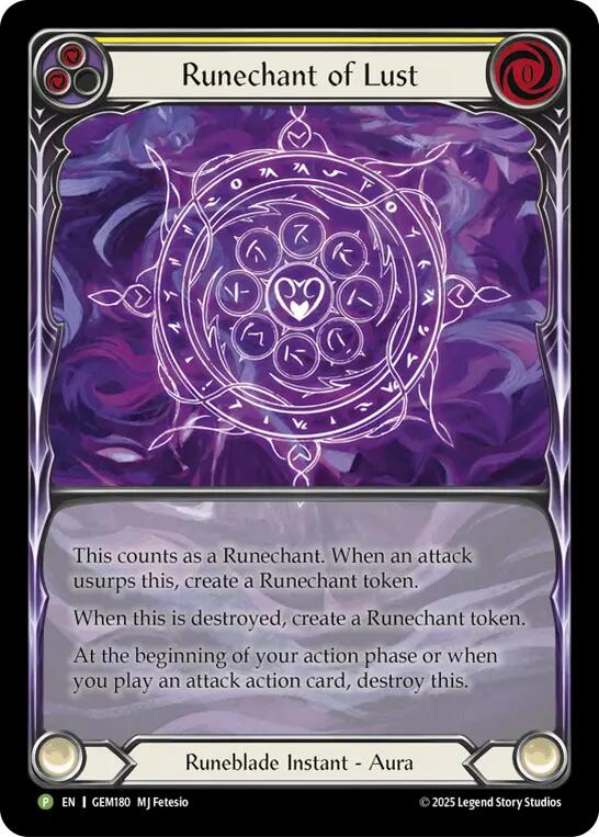 Runechant of Lust (Yellow) [GEM180-RF] (GEM Pack 5)  Rainbow Foil | Webway Games