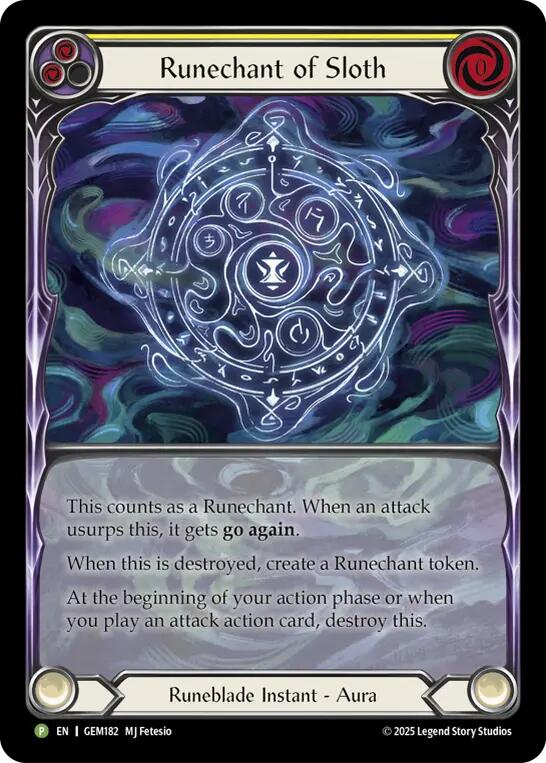 Runechant of Sloth (Yellow) [GEM182-RF] (GEM Pack 5)  Rainbow Foil | Webway Games