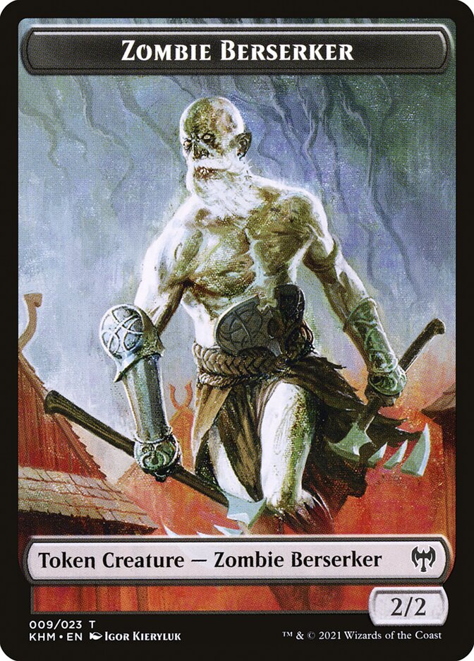 Human Warrior // Zombie Berserker Double-Sided Token [Kaldheim Tokens] | Webway Games