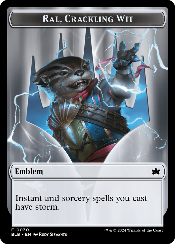 Emblem - Ral, Crackling Wit // Bushy Bodyguard Double-Sided Token [Bloomburrow Tokens] | Webway Games