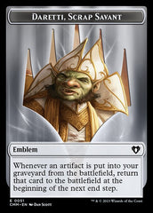 Thopter // Emblem - Daretti, Scrap Savant Double-Sided Token [Commander Masters Tokens] | Webway Games