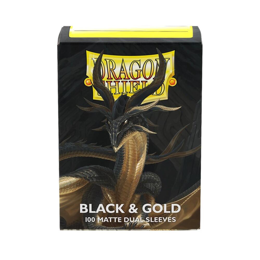 Black & Gold - Dual Dragon Shield Sleeves - Standard Size | Webway Games