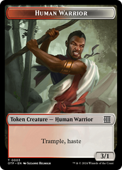 Human Warrior // Plot Double-Sided Token [Outlaws of Thunder Junction: Breaking News Tokens] | Webway Games