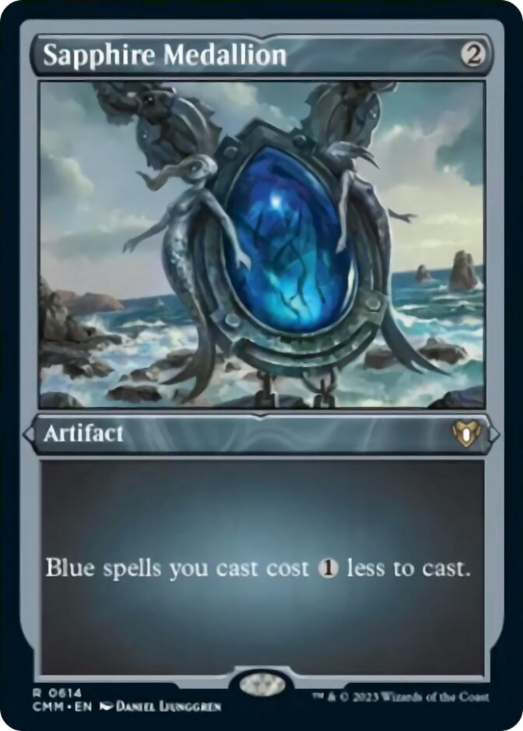 Sapphire Medallion (Foil Etched) [Commander Masters] | Webway Games