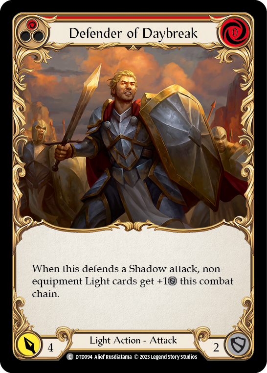 Defender of Daybreak (Red) [DTD094] (Dusk Till Dawn)  Rainbow Foil | Webway Games
