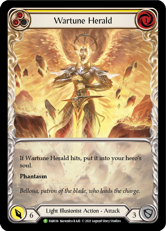 Wartune Herald (Yellow Extended Art) [FAB036] (Promo)  Rainbow Foil | Webway Games