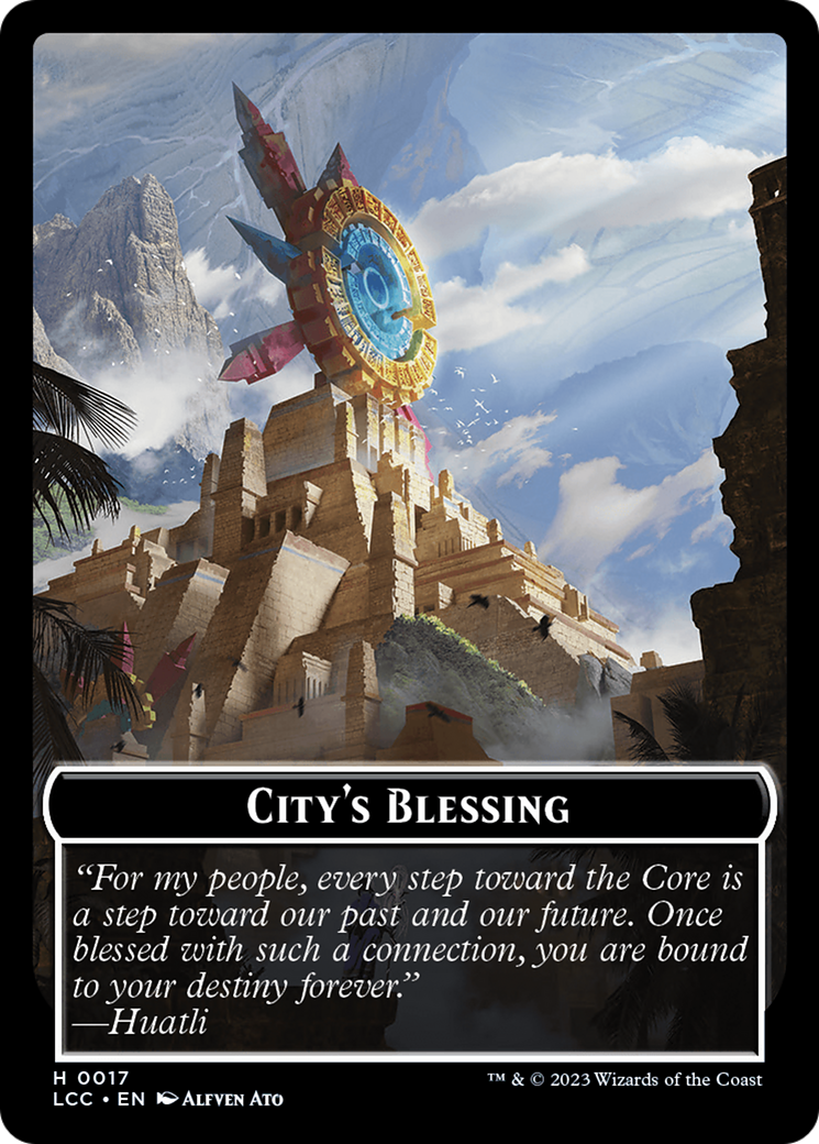 City's Blessing // Dinosaur Double-Sided Token [The Lost Caverns of Ixalan Commander Tokens] | Webway Games