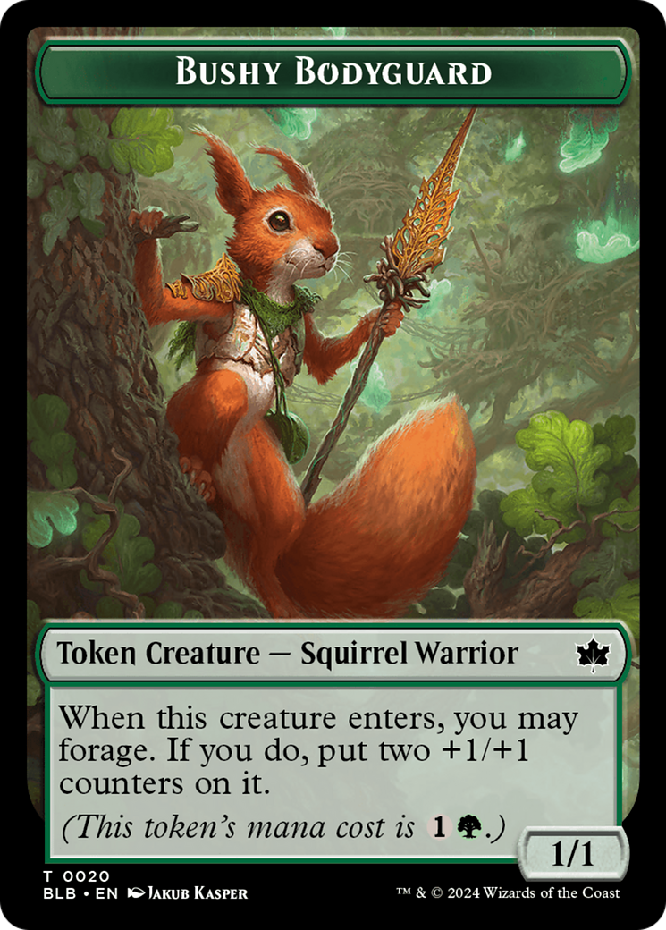 Emblem - Ral, Crackling Wit // Bushy Bodyguard Double-Sided Token [Bloomburrow Tokens] | Webway Games