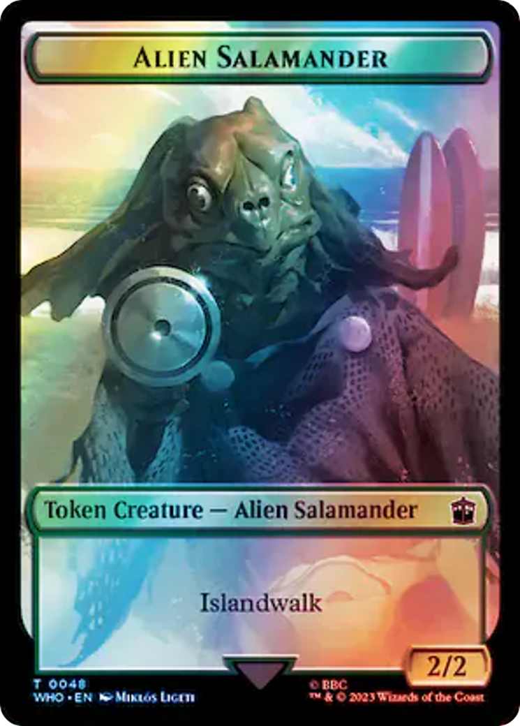 Fish // Alien Salamander Double-Sided Token (Surge Foil) [Doctor Who Tokens] | Webway Games