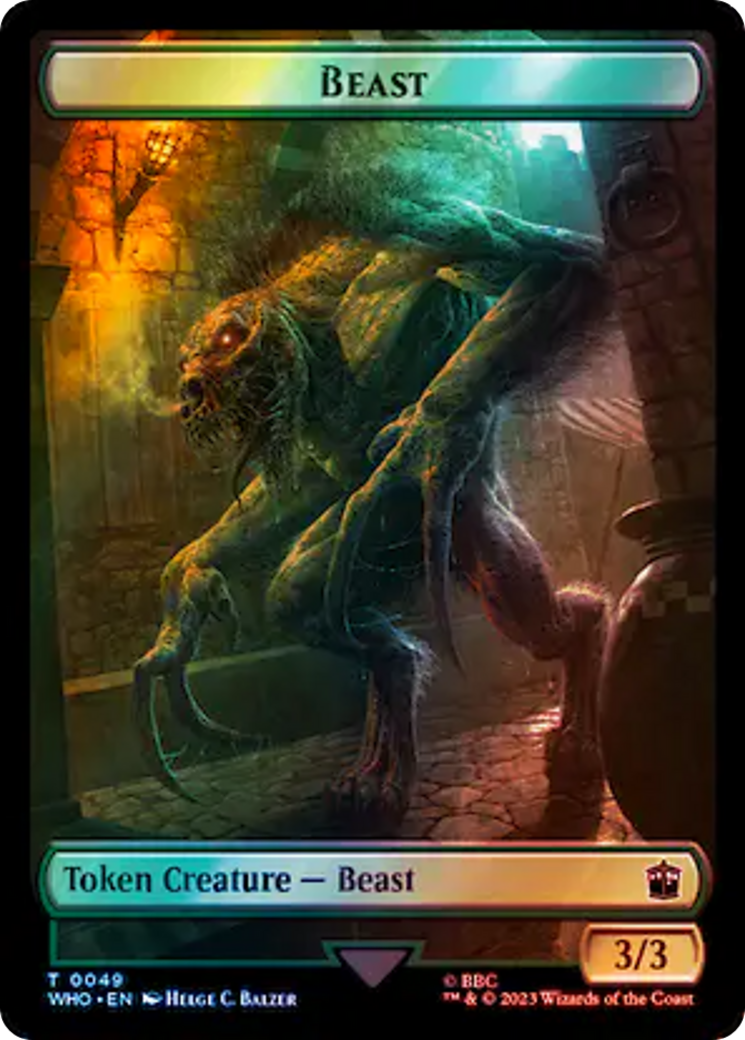 Soldier // Beast Double-Sided Token (Surge Foil) [Doctor Who Tokens] | Webway Games