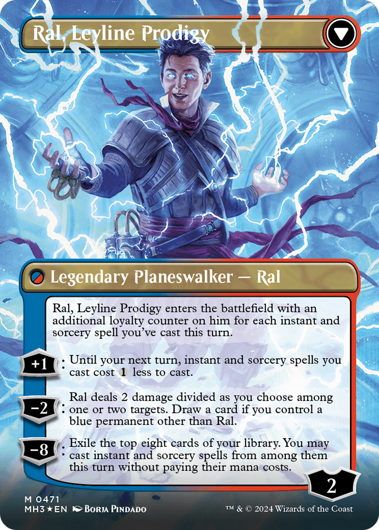 Ral, Monsoon Mage // Ral, Leyline Prodigy (Borderless) (Textured Foil) [Modern Horizons 3] | Webway Games