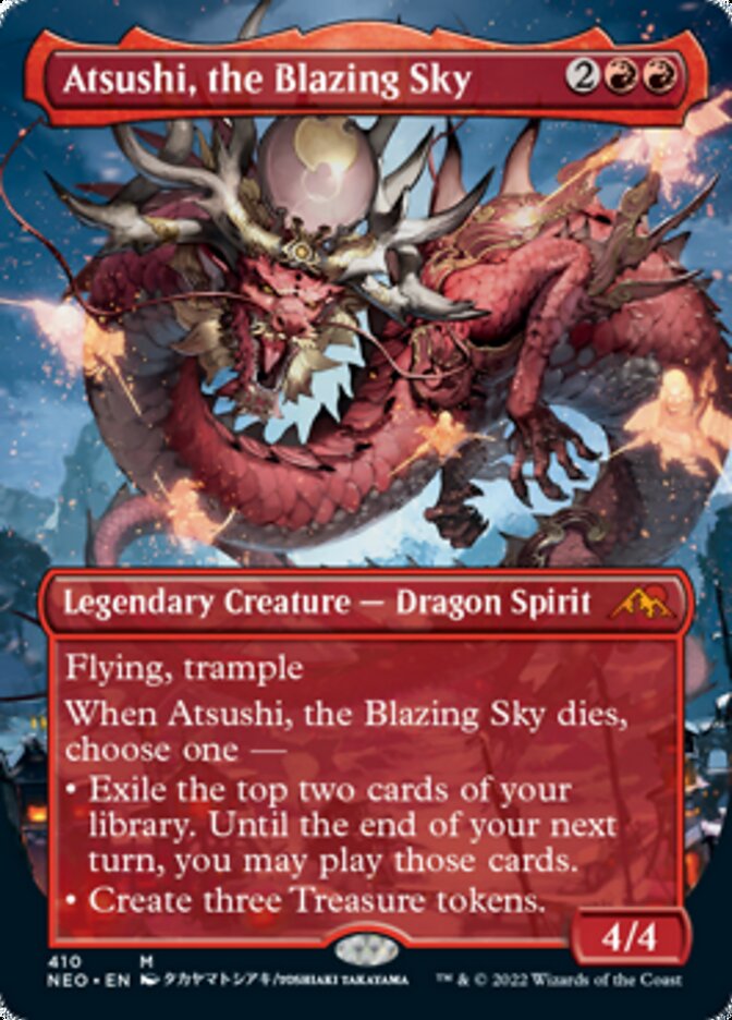Atsushi, the Blazing Sky (Borderless Alternate Art) [Kamigawa: Neon Dynasty] | Webway Games