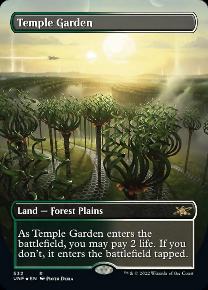 Temple Garden (Borderless) (Galaxy Foil) [Unfinity] | Webway Games