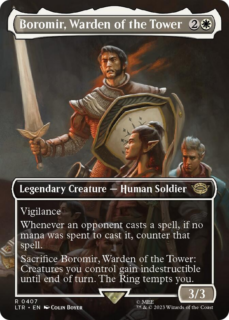 Boromir, Warden of the Tower (Borderless Alternate Art) [The Lord of the Rings: Tales of Middle-Earth] | Webway Games