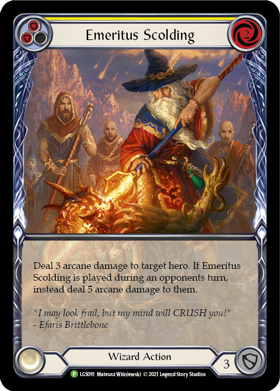 Emeritus Scolding (Yellow Extended Art) [LGS091] (Promo)  Rainbow Foil | Webway Games