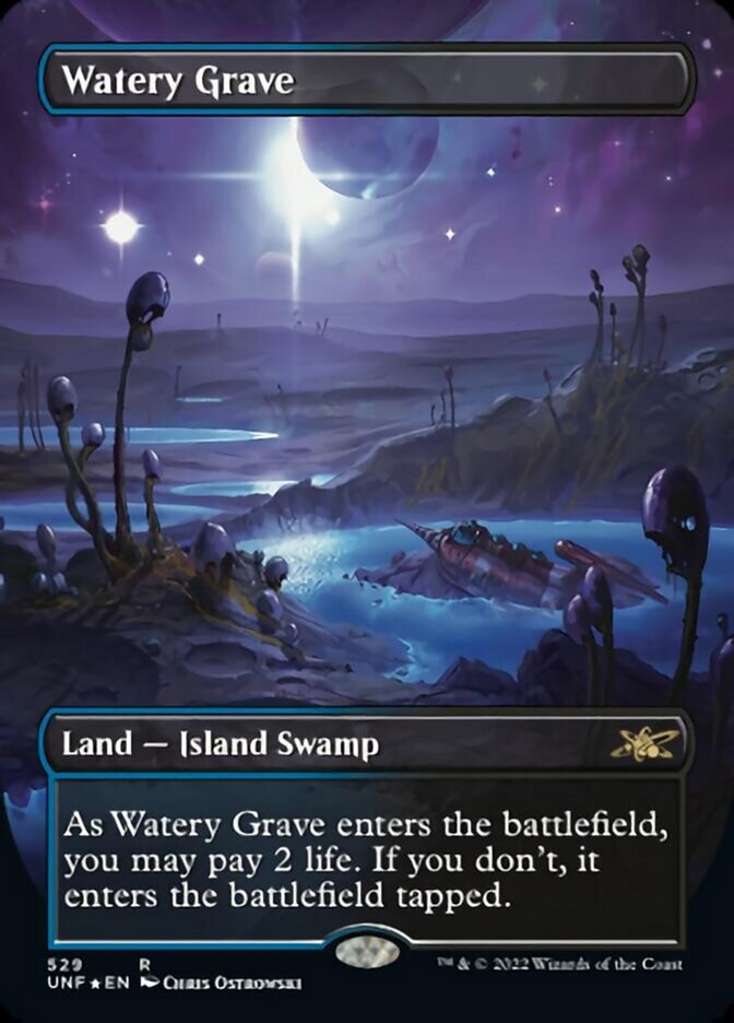 Watery Grave (Borderless) (Galaxy Foil) [Unfinity] | Webway Games