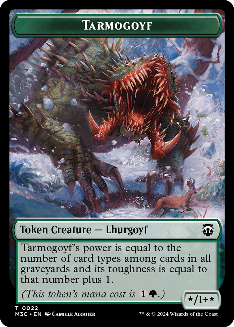Tarmogoyf (Ripple Foil) // Saproling Double-Sided Token [Modern Horizons 3 Commander Tokens] | Webway Games