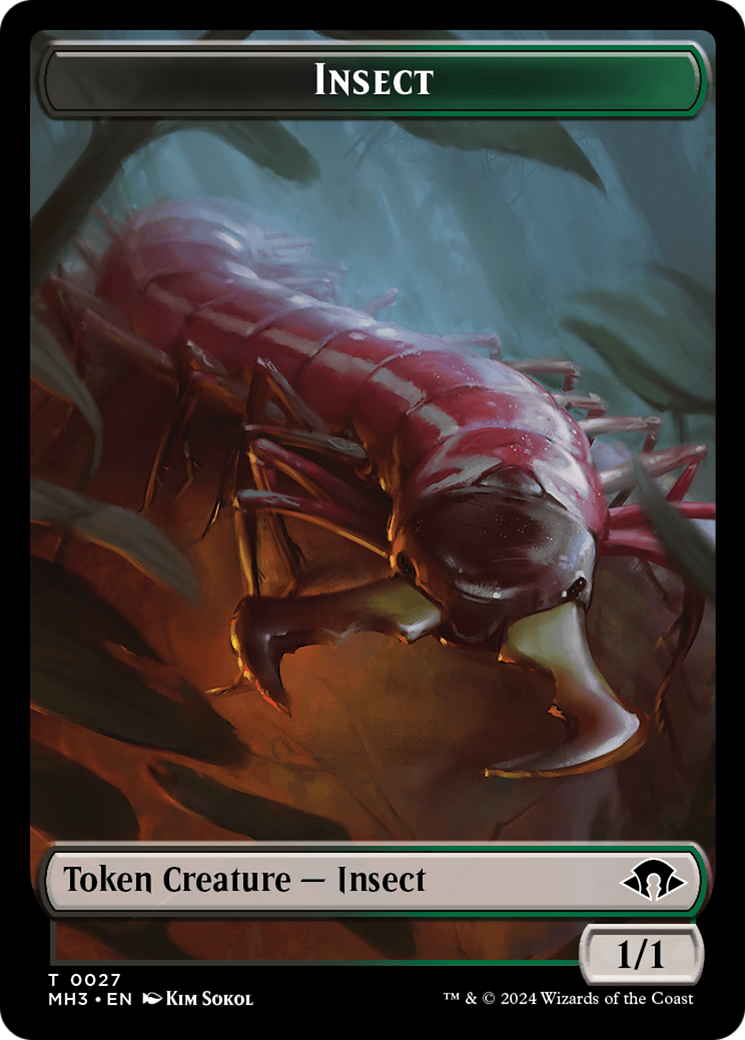 Zombie (Ripple Foil) // Insect (0027) Double-Sided Token [Modern Horizons 3 Tokens] | Webway Games