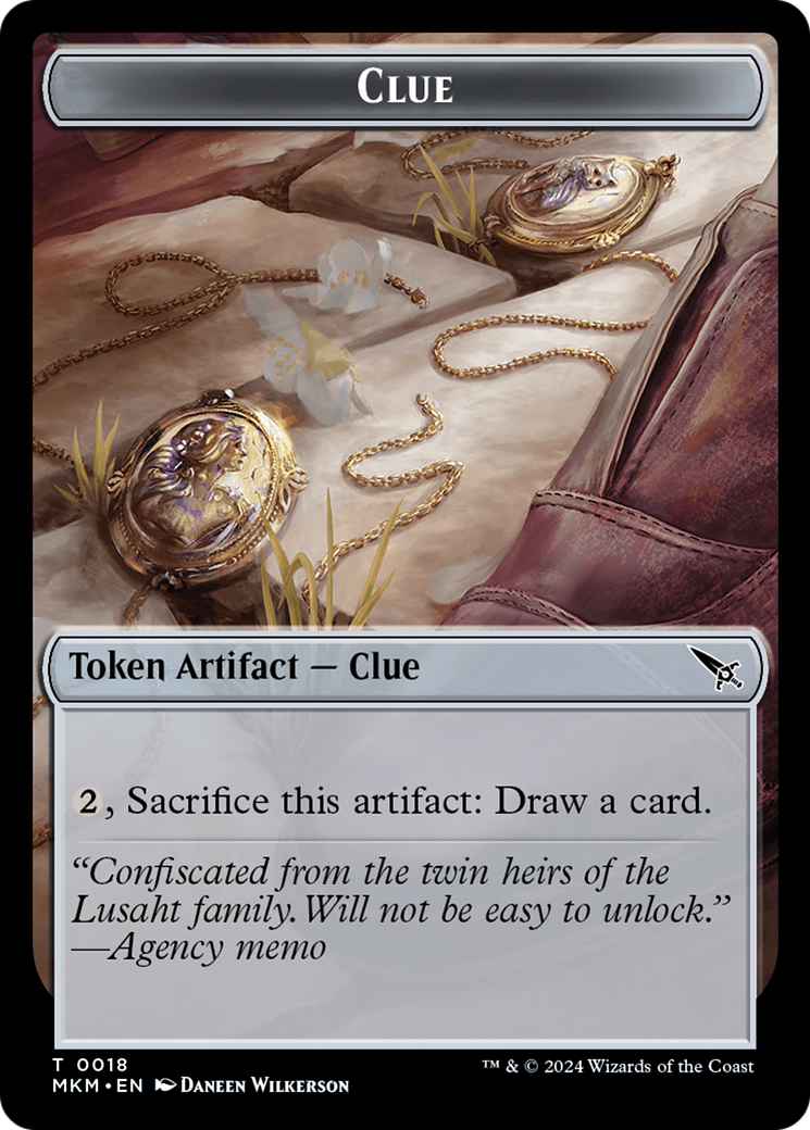Clue (0018) // A 0045 Double-Sided Token [Murders at Karlov Manor Tokens] | Webway Games