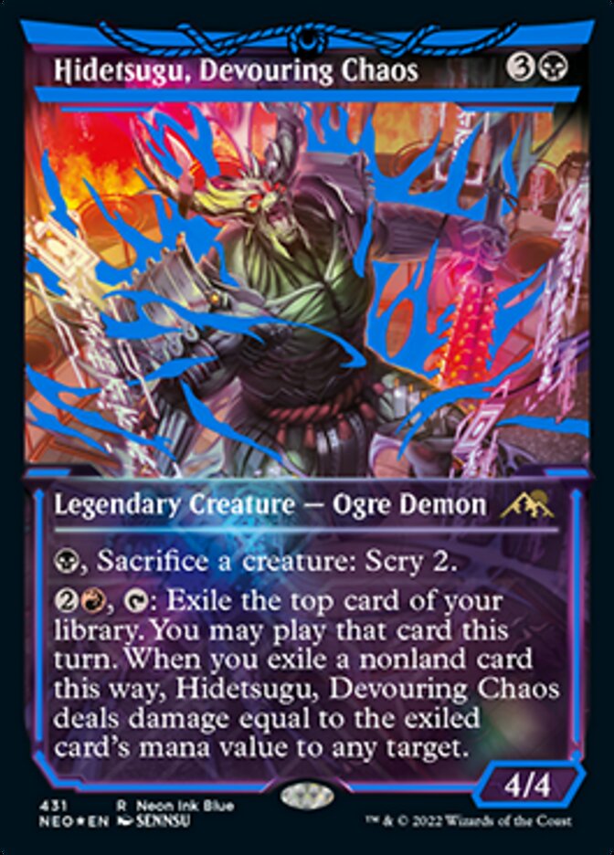 Hidetsugu, Devouring Chaos (Neon Ink Blue) [Kamigawa: Neon Dynasty] | Webway Games