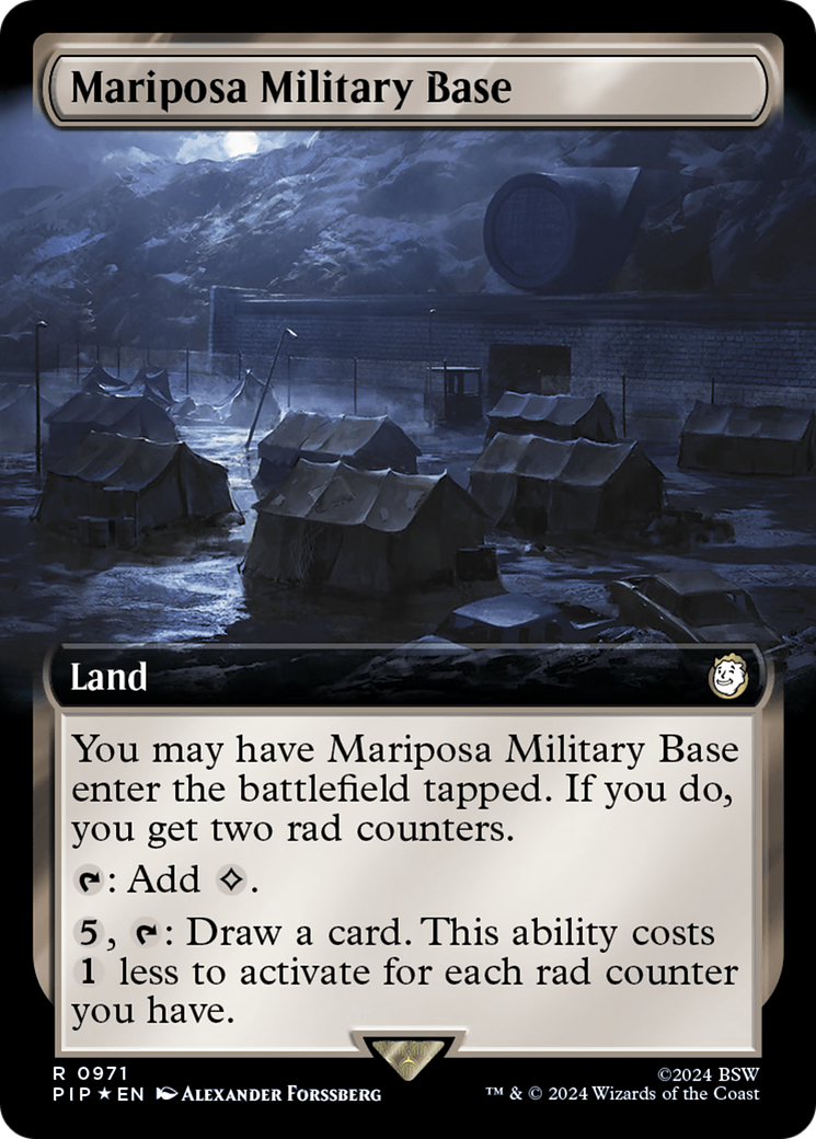 Mariposa Military Base (Extended Art) (Surge Foil) [Fallout] | Webway Games