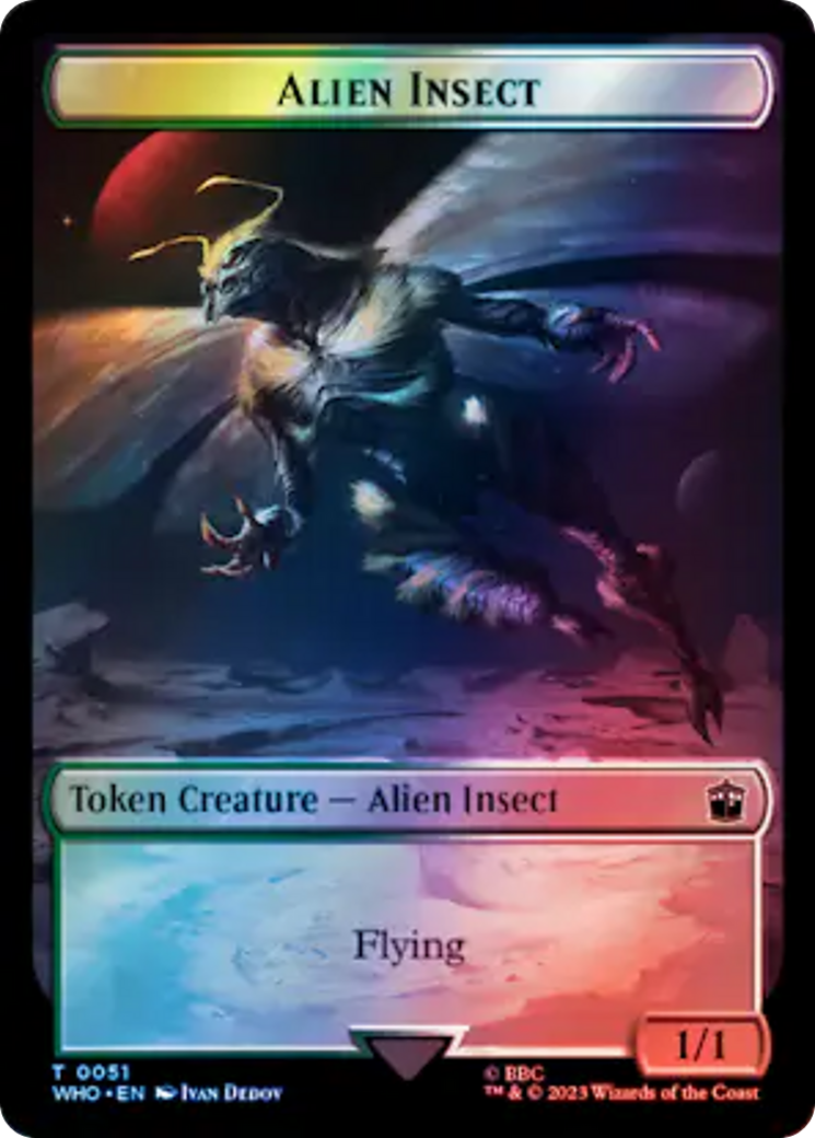 Soldier // Alien Insect Double-Sided Token (Surge Foil) [Doctor Who Tokens] | Webway Games