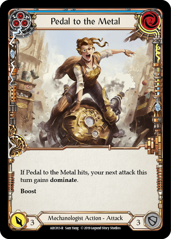 Pedal to the Metal (Blue) [ARC013-R] (Arcane Rising)  1st Edition Rainbow Foil | Webway Games