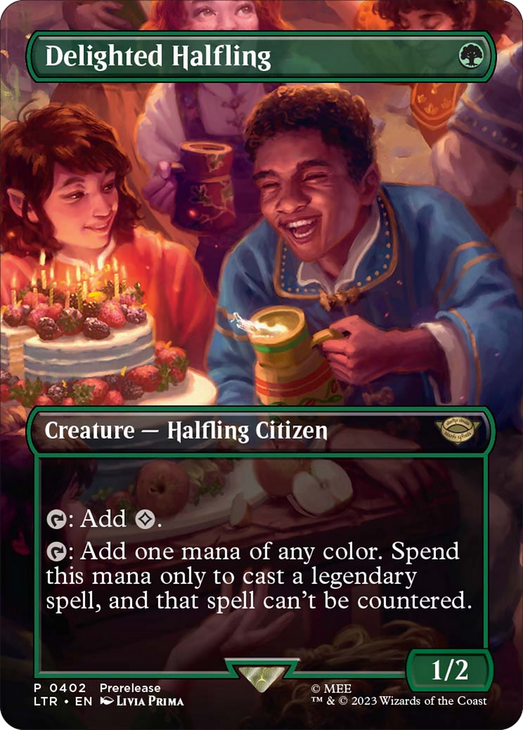 Delighted Halfling (Borderless Alternate Art) [The Lord of the Rings: Tales of Middle-Earth] | Webway Games