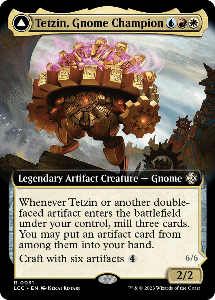 Tetzin, Gnome Champion // The Golden-Gear Colossus (Extended Art) [The Lost Caverns of Ixalan Commander] | Webway Games