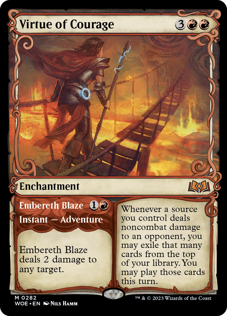 Virtue of Courage // Embereth Blaze (Showcase) [Wilds of Eldraine] | Webway Games