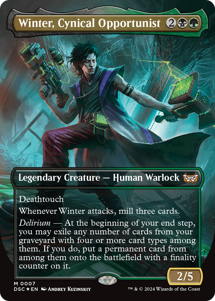 Winter, Cynical Opportunist (Borderless) [Duskmourn: House of Horror Commander] | Webway Games