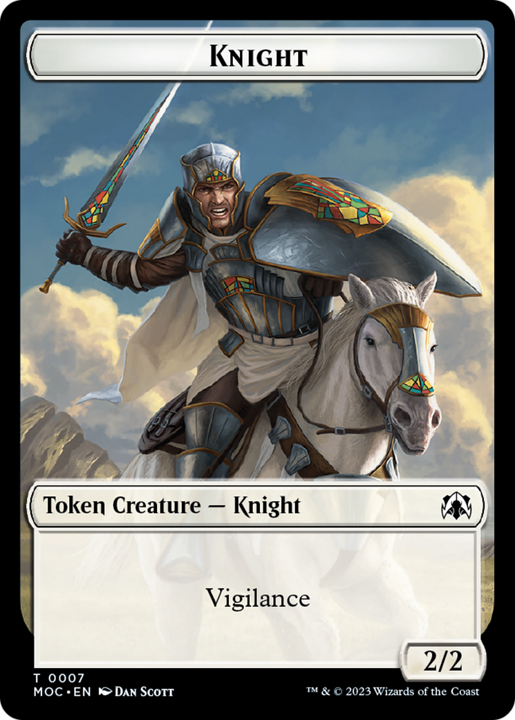 Knight (7) // Spirit (14) Double-Sided Token [March of the Machine Commander Tokens] | Webway Games