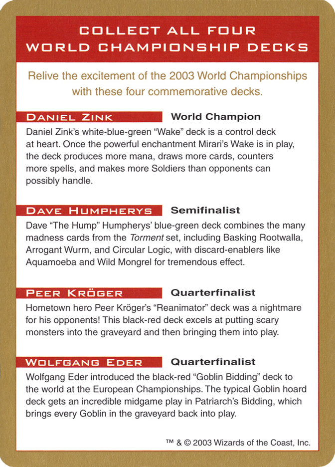2003 World Championships Ad [World Championship Decks 2003] | Webway Games